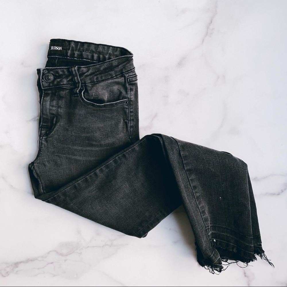 HUDSON • raw hem black skinny jeans